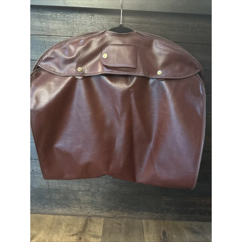 Vintage‎ Sears Garment Travel Bag Black & Burgundy Full Zip PU Leather polyester